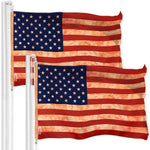 Load image into Gallery viewer, G128 2 Pack: American USA TeaStained Flag  3x5 Ft  LiteWeave Pro Series Printed 300D Polyester  Indoor/Outdoor, Vibrant Colors, Brass Grommets, Thicker and More Durable Than 100D 75D Polyester