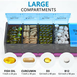 Load image into Gallery viewer, Extra Large Pill Organizer Black XXL Pill Box 7 Day Weekly Pill Box with AM PM