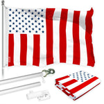 Load image into Gallery viewer, G128 Combo Pack: 6 Ft Tangle Free Aluminum Spinning Flagpole (Silver) &amp; Civil Peace USA Flag 3x5 Ft, LiteWeave Pro Series Printed 150D Polyester  Pole with Flag Included