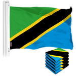 Load image into Gallery viewer, G128 5 Pack: Tanzania Tanzanian Flag  3x5 Ft  LiteWeave Pro Series Printed 150D Polyester  Country Flag, Indoor/Outdoor, Vibrant Colors, Brass Grommets, Thicker and More Durable Than 100D 75D Poly