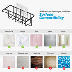 Load image into Gallery viewer, Adhesive Kitchen Sink Sponge Holder   Dish Cloth Hanger   Soap Holder 2 in 1 Kitchen Sink Caddy 304 Stainless Steel Rust Proof Water Proof No Drilling (Black)