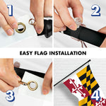 Load image into Gallery viewer, G128 Combo Pack: 5 Ft Tangle Free Aluminum Spinning Flagpole (Black) &amp; Maryland MD State Flag 2.5x4 Ft, ToughWeave Series Embroidered 300D Polyester  Pole with Flag Included