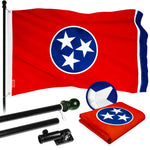 Load image into Gallery viewer, Combo Pack 5 Ft Tangle Free Aluminum Spinning Flagpole Black Tennessee State