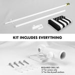 Load image into Gallery viewer, G128 Combo Pack: Flag Pole 6 FT White Tangle Free &amp; USA America Black and White Flag 3x5 FT Brass Grommets Printed Polyester (Flag Included) Aluminum Flag Pole