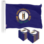 Load image into Gallery viewer, G128 10 Pack: Kentucky KY State Flag  3x5 Ft  LiteWeave Pro Series Printed 150D Polyester  Indoor/Outdoor, Vibrant Colors, Brass Grommets, Thicker and More Durable Than 100D 75D Polyester