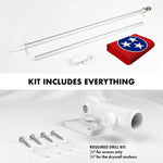 Load image into Gallery viewer, G128 Combo Pack: 6 Ft Tangle Free Spinning Flagpole (Silver) &amp; Tennessee Flag 3x5 Ft Embroidered 220GSM Spun Polyester, Brass Grommets (Flag Included) Aluminum Flag Pole