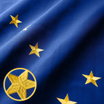 Load image into Gallery viewer, G128 Alaska State Flag  5x8 Ft  StormFlyer Series Embroidered 220GSM Spun Polyester  Embroidered Design, Indoor/Outdoor, Brass Grommets, Heavy Duty, All Weather