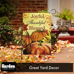Load image into Gallery viewer, G128 Combo Pack: Garden Flag Stand Black 36x16 Inch &amp; Garden Flag Joyful Thankful Blessed Three Pumpkins 12x18 Inch