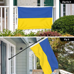 Load image into Gallery viewer, G128 Combo Pack: 6 Ft Tangle Free Aluminum Spinning Flagpole (Black) &amp; Ukraine Ukrainian Flag 3x5 Ft, LiteWeave Pro Series Printed 150D Polyester, 4 Corner Brass Grommets  Pole with Flag Included