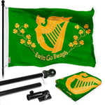 Load image into Gallery viewer, G128 Combo Pack: 6 Ft Tangle Free Spinning Flagpole (Black) &amp; Erin Go Bragh Flag 3x5 Ft Printed 150D Polyester, Brass Grommets (Flag Included) Aluminum Flag Pole