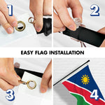 Load image into Gallery viewer, G128 Combo Pack: 6 Ft Tangle Free Aluminum Spinning Flagpole (Black) &amp; Namibia Namibian Flag 3x5 Ft, LiteWeave Pro Series Printed 150D Polyester  Pole with Flag Included
