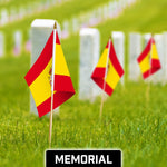 Load image into Gallery viewer, G128 12 Pack Handheld Spain Spanish Stick Flags  12x18 In  Printed 150D Polyester, Country Flag, Solid Wooden Stick, Spear Gold Tip