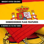 Load image into Gallery viewer, G128 Combo Pack: 6 Ft Tangle Free Aluminum Spinning Flagpole (Black) &amp; Spain Spanish Flag 3x5 Ft, Double ToughWeave Series Double Sided Embroidered 210D Polyester  Pole with Flag Included