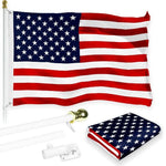 Load image into Gallery viewer, G128 Combo Pack: 6 Feet Tangle Free Spinning Flagpole (White) USA American Flag 3x5 ft Printed 150D Brass Grommets (Flag Included) Aluminum Flag Pole