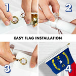 Load image into Gallery viewer, G128 Combo Pack: 5 Ft Tangle Free Aluminum Spinning Flagpole (White) &amp; North Carolina State Flag 2.5x4 Ft, ToughWeave Series Embroidered 300D Polyester  Pole with Flag Included