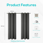 Load image into Gallery viewer, 2 Panels Blackout Curtains for Bedroom with Grommet 42x84 inch Dark Grey