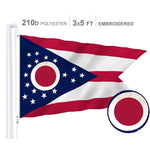 Load image into Gallery viewer, Ohio State Flag 300D Embroidered Polyester 3x5 Ft