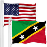 Load image into Gallery viewer, G128 Combo Pack: American USA Flag 3x5 Ft &amp; Saint Kitts and Nevis Flag 3x5 Ft  Both LiteWeave Pro Series Printed 150D Polyester, Brass Grommets