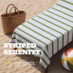 Load image into Gallery viewer, Cotton Pool Towels Oversized 35 x 70 Inch 3 Pack Ultra Absorbent and Low Lint Striped Beach Towels for Adults Stripes Design Luxury Extra Large Bath Towels Green 3 Pack