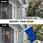 Load image into Gallery viewer, G128 Combo Pack: 6 Ft Tangle Free Spinning Flagpole (White) &amp; European Union Flag 3x5 Ft Printed 150D Polyester, Brass Grommets (Flag Included) Aluminum Flag Pole