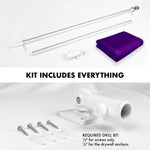 Load image into Gallery viewer, G128 Combo Pack: 5 Ft Tangle Free Aluminum Spinning Flagpole (Silver) &amp; Solid Purple Color Flag 2.5x4 Ft, LiteWeave Pro Series Printed 150D Polyester  Pole with Flag Included