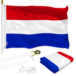 Load image into Gallery viewer, G128 Combo Pack: 6 Feet Tangle Free Spinning Flagpole (White) Netherlands Dutch Flag 3x5 ft Printed 150D Brass Grommets (Flag Included) Aluminum Flag Pole