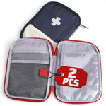 Load image into Gallery viewer, BURIUS 2 Pcs Travel First Aid Bag Empty Portable Storage   Small Medical Bag Empty with Multiple Compartments 7.1 x 5.1 Small First Aid Pouch with Zipper Closure for Camping and Hiking Blue and Red