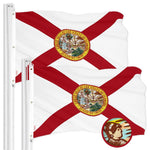 Load image into Gallery viewer, G128 2 Pack: Florida FL State Flag  5x8 Ft  ToughWeave Series Embroidered 210D Polyester  Embroidered Design, Indoor/Outdoor, Vibrant Colors, Brass Grommets