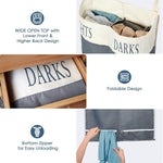 Load image into Gallery viewer, The Fine Living Co. X Large Two Compartments Hanging Laundry Hamper with Over Door Hooks Durable Space Saving Laundry Bag Storage with Bottom Zipper Wide Open Top Dark Light Compartment(25 x10 x31 )