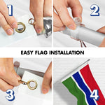 Load image into Gallery viewer, G128 Combo Pack: 6 Ft Tangle Free Aluminum Spinning Flagpole (Silver) &amp; Gambia Gambian Flag  3x5 Ft LiteWeave Pro Series Printed 150D Polyester  Pole with Flag Included