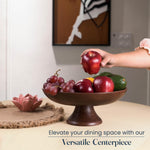 Load image into Gallery viewer, The Fine Living Co. Wooden Fruit Bowl Large Serving Platter for Dessert Round Shaped Serving Bowl for Cake Snacks Acacia Wood Bowls for Centrepiece Wedding Walnut 12 x2