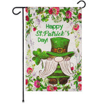 Load image into Gallery viewer, Garden Flag Happy St. Patrick's Day Leprechaun Gnome 12x18 Blockout Fabric