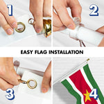 Load image into Gallery viewer, G128 Combo Pack: 6 Ft Tangle Free Aluminum Spinning Flagpole (White) &amp; Suriname Surinamese Flag 3x5 Ft, LiteWeave Pro Series Printed 150D Polyester  Pole with Flag Included