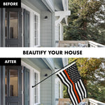 Load image into Gallery viewer, G128 Combo Pack: Flag Pole 6 FT Black Tangle Free &amp; Thin Orange Line Flag 3x5 FT Brass Grommets Printed Polyester (Flag Included) Aluminum Flag Pole