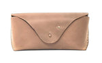 Load image into Gallery viewer, Genuine Leather Eyeglasses &amp; Sunglasses Case with Button Closure Light Brown