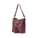 Load image into Gallery viewer, Wine Red Bucket Tote Large Genuine Leather Shoulder Bag for Women with Velvet Lining Dust Bag