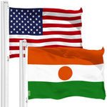 Load image into Gallery viewer, G128 Combo Pack: American USA Flag 3x5 Ft &amp; Niger Nigerien Flag  Both LiteWeave Pro Series Printed 150D Polyester, Brass Grommets