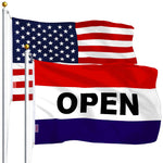 Load image into Gallery viewer, G128 Combo Pack: USA American Flag 3x5 Ft 75D Printed Stars &amp; Open Sign Flag 3x5 Ft 75D Printed