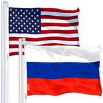 Load image into Gallery viewer, G128 Combo Pack: USA American Flag 3x5 Ft 150D Printed Stars &amp; Russia (Russian) Flag 3x5 Ft 150D Printed