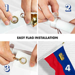 Load image into Gallery viewer, G128 Combo Pack: 6 Ft Tangle Free Aluminum Spinning Flagpole (White) &amp; Liechtenstein Liechtensteiner Flag 3x5 Ft, LiteWeave Pro Series Printed 150D Polyester  Pole with Flag Included