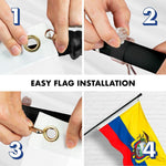 Load image into Gallery viewer, G128 Combo Pack: 6 Ft Tangle Free Spinning Flagpole (Black) &amp; Ecuador Flag 3x5 Ft Printed 150D Polyester, Brass Grommets (Flag Included) Aluminum Flag Pole