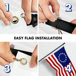 Load image into Gallery viewer, G128 Combo Pack: 6 Ft Tangle Free Aluminum Spinning Flagpole (Black) &amp; Betsy Ross Flag 3x5 Ft, ToughWeave Series Embroidered 300D Polyester  Pole with Flag Included