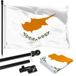 Load image into Gallery viewer, G128 Combo Pack: 6 Ft Tangle Free Aluminum Spinning Flagpole (Black) &amp; Cyprus Cypriot Flag  3x5 Ft LiteWeave Pro Series Printed 150D Polyester  Pole with Flag Included