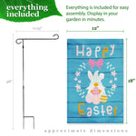 Load image into Gallery viewer, Combo Pack Garden Flag Stand Black 36x16 in and Garden Flag 12x18 in Happy