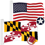 Load image into Gallery viewer, G128 Combo Pack: American USA Flag 4x6 Ft &amp; Maryland MD State Flag 4x6 Ft  Both ToughWeave Series Embroidered 300D Polyester, Embroidered Design, Indoor/Outdoor, Brass Grommets