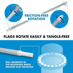 Load image into Gallery viewer, G128 Combo Pack: 6 Ft Tangle Free Aluminum Spinning Flagpole (Silver) &amp; American USA Yacht Ensign Flag 3x5 Ft, ToughWeave Series Embroidered 300D Polyester  Pole with Flag Included