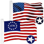 Load image into Gallery viewer, G128 Combo Pack: American USA Flag 2x3 Ft &amp; Betsy Ross 1776 Flag 2x3 Ft  Both ToughWeave Series Embroidered 300D Polyester, Embroidered Design, Indoor/Outdoor, Brass Grommets