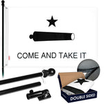 Load image into Gallery viewer, Combo Pack: Flag Pole 5 FT Black Tangle Free &amp; Come and Take It Flag 2x3 FT Double Sided Embroidered 210D Heavy Duty Polyester  Indoor/Outdoor, Vibrant Colors, Brass Grommets, 3ply