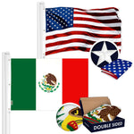 Load image into Gallery viewer, G128 Combo Pack: American USA Flag ToughWeave Series 5x8 Ft Single Sided &amp; Mexico Mexican Flag Double Sided 5x8 Ft Double ToughWeave Series  Both Embroidered Polyester, Brass Grommets