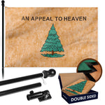 Load image into Gallery viewer, G128 Combo Pack: 6 Ft Tangle Free Aluminum Spinning Flagpole (Black) &amp; An Appeal to Heaven TeaStained Flag 3x5 Ft, Double ToughWeave Pro Series DS Embroidered 420D Polyester  Pole with Flag Included